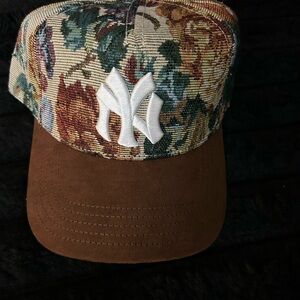 Urban Outfitters Floral Cap with Brown Brim